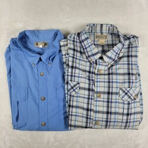 Duluth Trading Co. Button Down Short Sleeve Shirt Men's 3XL Blue White LOT OF 2